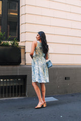 Isabella Dress - Tiger Print Blue Grass