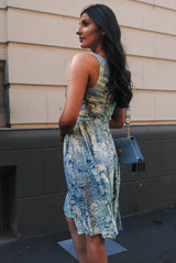 Isabella Dress - Tiger Print Blue Grass