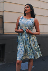 Isabella Dress - Tiger Print Blue Grass