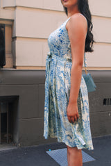 Isabella Dress - Tiger Print Blue Grass