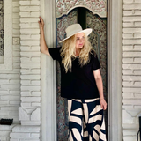 Sarinande Pants - Abstract Block Print black and coffee