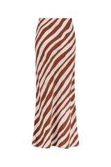 Siham Bias Skirt - Free Form Stripe Coffee and Cream