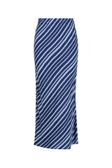 Siham Bias Skirt - Free Form Stripe Navy and Sky