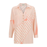 Rio Shirt - Patchwork Stripe Coral and beech