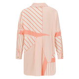 Rio Shirt - Patchwork Stripe Coral and beech