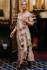 Bonny Wrap Dress - Mystery Gardenia Print Sand Rose