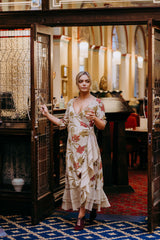 Bonny Wrap Dress - Mystery Gardenia Print Sand Rose