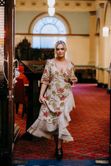 Bonny Wrap Dress - Mystery Gardenia Print Sand Rose