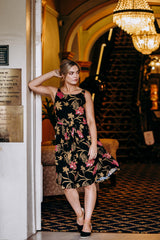 Isabella Dress - Mystery Gardenia Print Midnight Rose