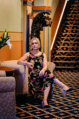 Isabella Dress - Mystery Gardenia Print Midnight Rose