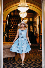 Isabella Dress - Mystery Gardenia Print Blue Dreams