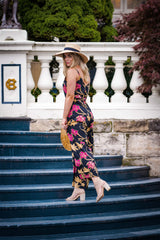 Melody Jumpsuit - Mystery Gardenia Print Midnight Rose