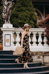 Melody Jumpsuit - Mystery Gardenia Print Midnight Rose