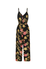Melody Jumpsuit - Mystery Gardenia Print Midnight Rose