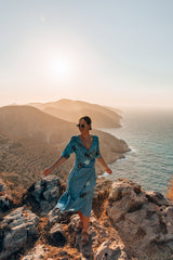 Bonny Wrap Dress - Mystery Gardenia Print Blue Dreams