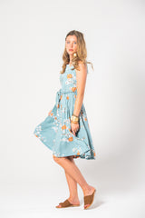 Isabella Dress - Blue Orange Cosmos Print