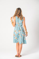 Isabella Dress - Blue Orange Cosmos Print