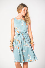 Isabella Dress - Blue Orange Cosmos Print