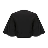Crystal Wrap Top - Black Cotton