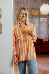 Rio Shirt - Free Form Stripe Musk and Apricot