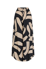 Sarinande Pants - Abstract Block Print Coffee and Black