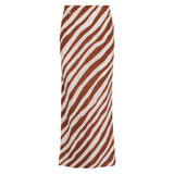 Siham Bias Skirt - Free Form Stripe Coffee and Cream