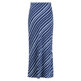 Siham Bias Skirt - Free Form Stripe Navy and Sky