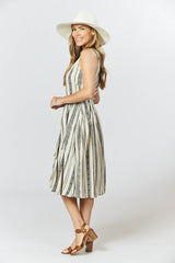 Isabella Dress - Seashell Feather Stripe