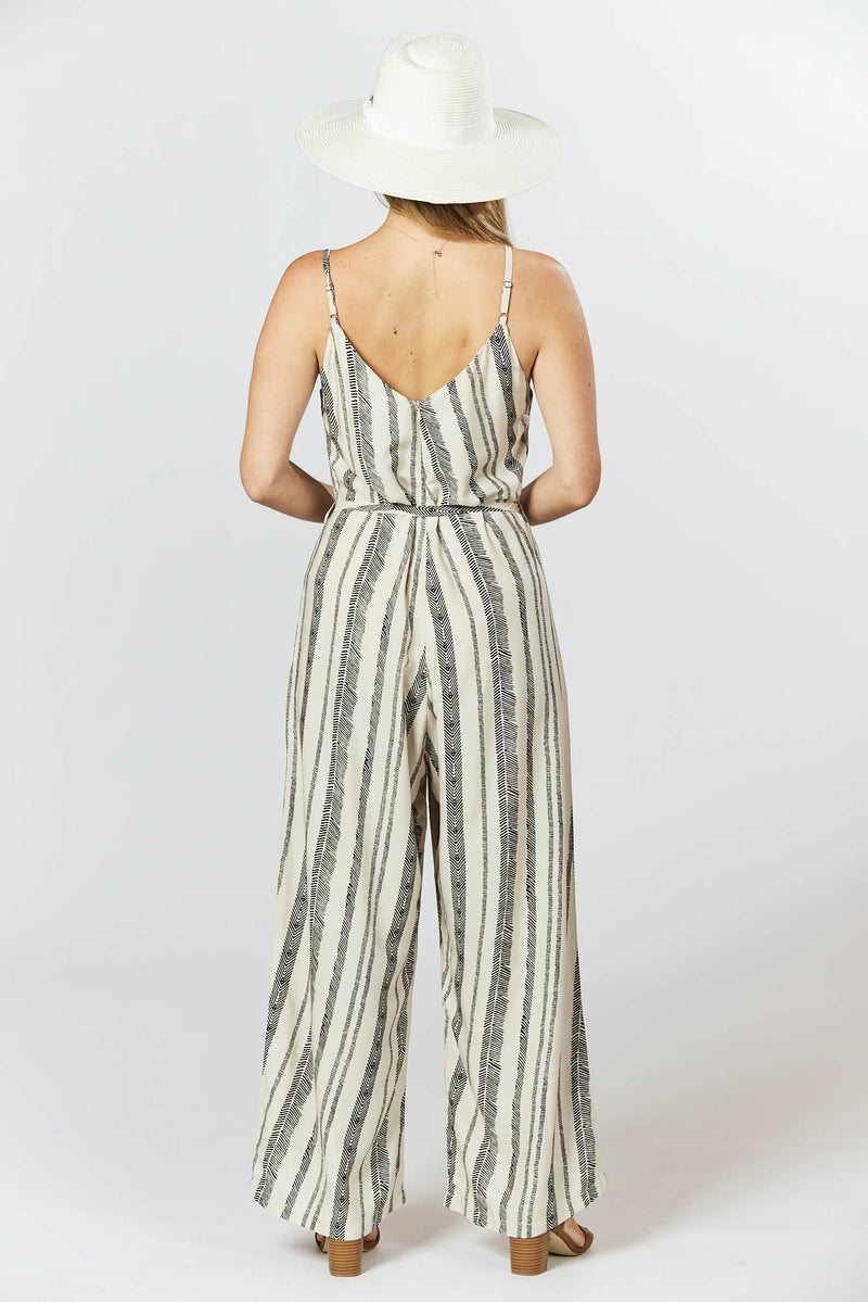 Melody Jumpsuit - Seashell Feather Stripe